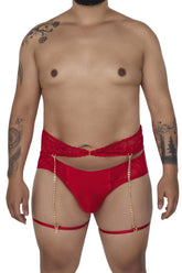 Ensemble de deux pièces de culottes porte-jarretelles CandyMan 99703X Couleur rouge